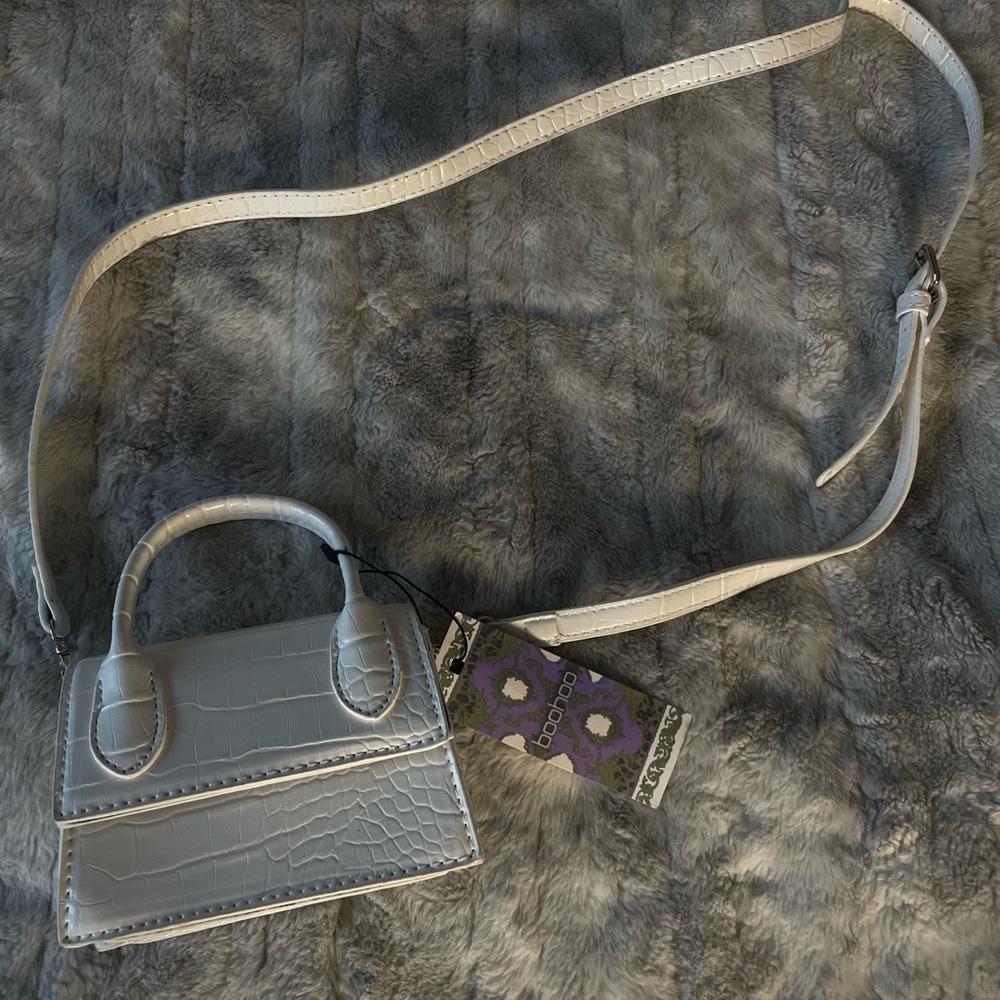 White Faux Croc-Embossed Women's Bag
